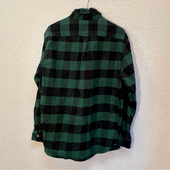 Jacks MFG Heritage Flannel Shirt Men’s Medium Green Black Plaid Cotton Button Up - Picture 2 of 8
